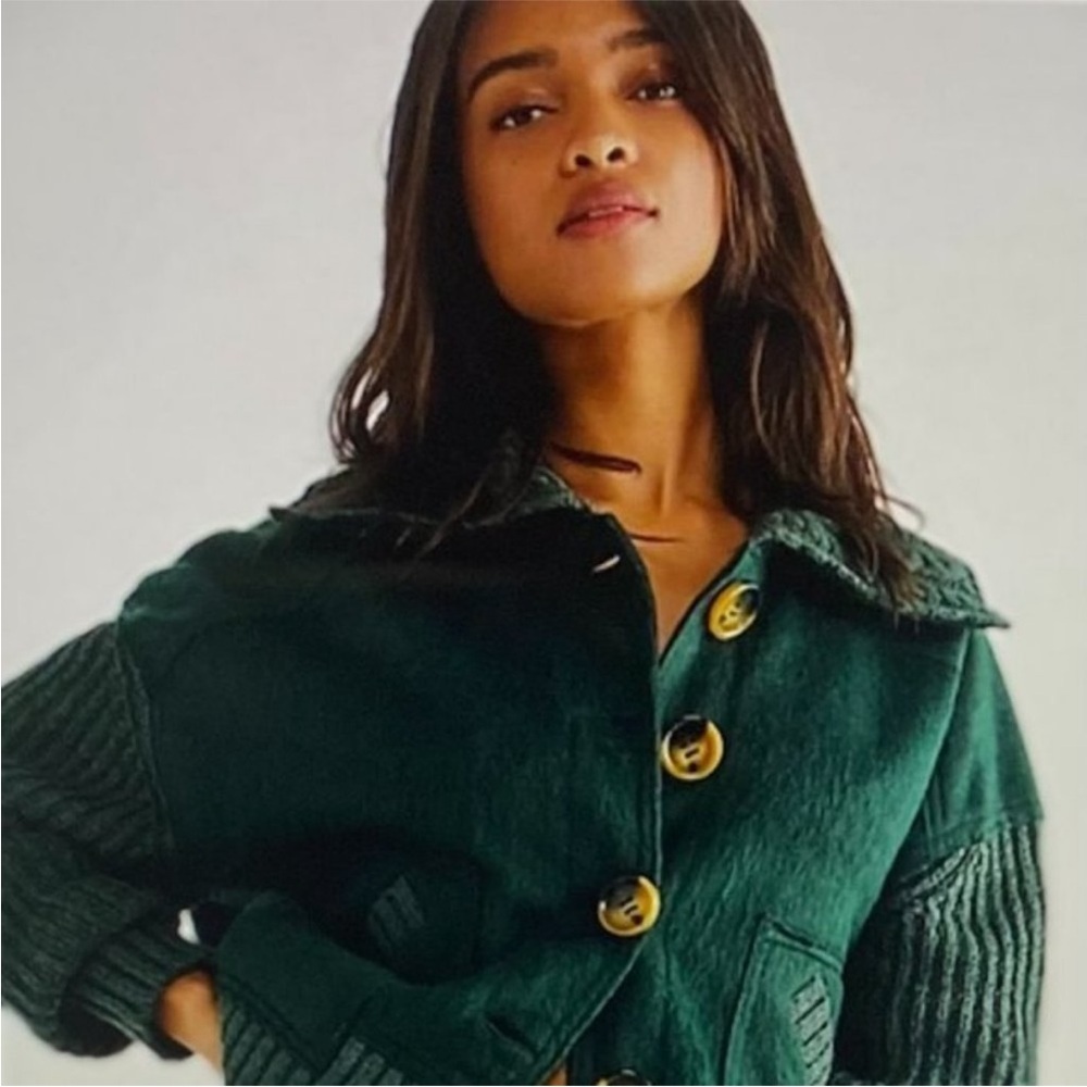 NWOT Bennie Blanket Cardi In Deepest Spruce Combo XS - Picture 2 of 9